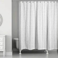Shower Curtains-Kirkland's Home Gray Petal Lines Shower Curtain White/Gray