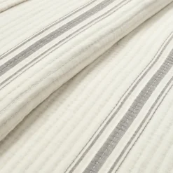 Quilts-Kirkland's Home Gray Pick Stitch Stripe King Quilt Gray/White