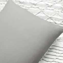 Comforters-Kirkland's Home Gray Pintuck Stripe King 5-Pc. Comforter Set Gray/White