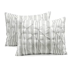 Comforters-Kirkland's Home Gray Pintuck Stripe King 5-Pc. Comforter Set Gray/White