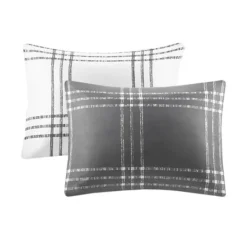 Comforters-Kirkland's Home Gray Plaid Dayton 3-Pc. King Comforter Set Gray/White
