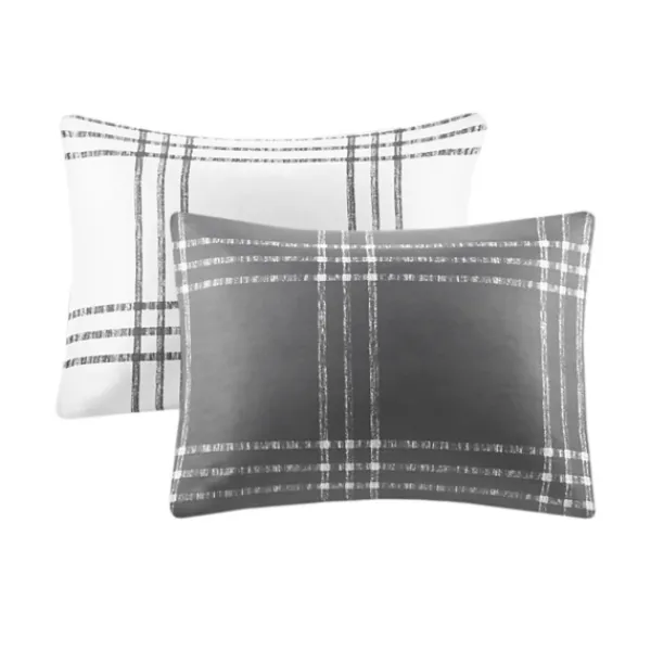 Comforters-Kirkland's Home Gray Plaid Dayton 3-Pc. King Comforter Set Gray/White