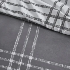 Comforters-Kirkland's Home Gray Plaid Dayton 3-Pc. King Comforter Set Gray/White