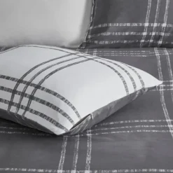 Comforters-Kirkland's Home Gray Plaid Dayton 3-Pc. King Comforter Set Gray/White