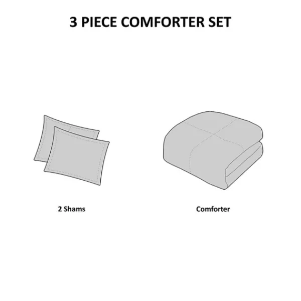 Comforters-Kirkland's Home Gray Plaid Dayton 3-Pc. King Comforter Set Gray/White