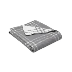 Duvets-Kirkland's Home Gray Plaid Reversible 3-Pc. King Duvet Cover Set Gray/White