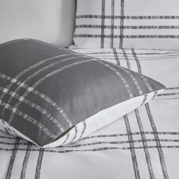 Duvets-Kirkland's Home Gray Plaid Reversible 3-Pc. King Duvet Cover Set Gray/White