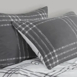 Duvets-Kirkland's Home Gray Plaid Reversible 3-Pc. Queen Duvet Cover Set Gray/White