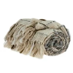 Blankets & Throws-Kirkland's Home Gray Primitive Squares Handloomed Throw Blanket Gray/Tan/White