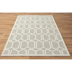 Outdoor Rugs-Kirkland's Home Gray Raised Honeycomb Indoor/Outdoor Area Rug, 7X9 Gray/White