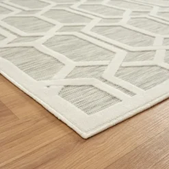 Outdoor Rugs-Kirkland's Home Gray Raised Honeycomb Indoor/Outdoor Area Rug, 7X9 Gray/White