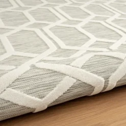 Outdoor Rugs-Kirkland's Home Gray Raised Honeycomb Indoor/Outdoor Area Rug, 7X9 Gray/White