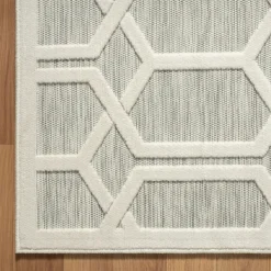 Outdoor Rugs-Kirkland's Home Gray Raised Honeycomb Indoor/Outdoor Area Rug, 7X9 Gray/White