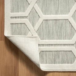 Outdoor Rugs-Kirkland's Home Gray Raised Honeycomb Indoor/Outdoor Area Rug, 7X9 Gray/White