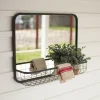 Decorative Mirrors-Kirkland's Home Gray Rectangular Mirror With Wire Basket