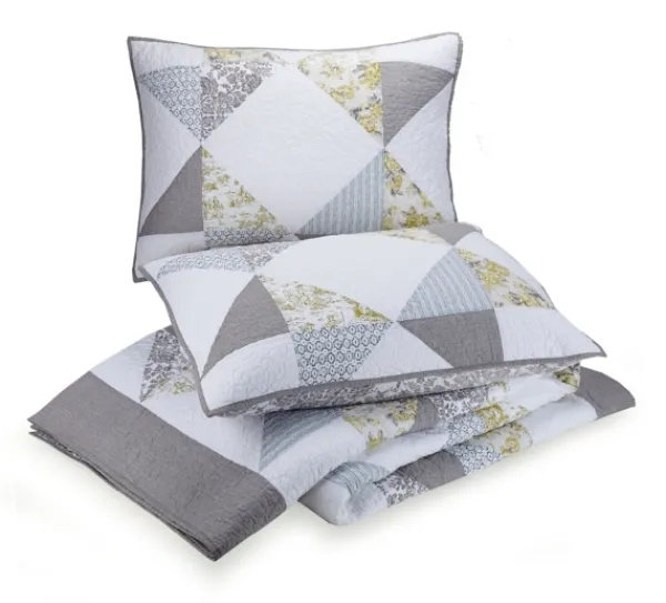 Quilts-Kirkland's Home Gray Reine-Marie King 3-Pc. Quilt Set Gray/Yellow/White