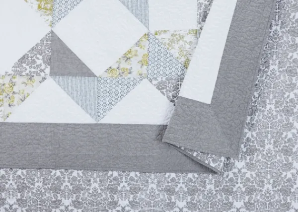 Quilts-Kirkland's Home Gray Reine-Marie King 3-Pc. Quilt Set Gray/Yellow/White