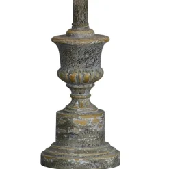 Buffet Lamps-Kirkland's Home Gray Resin Painted Distressed Buffet Lamp Tan
