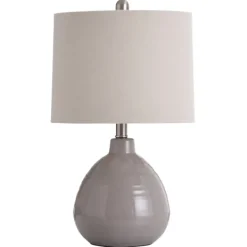 Table Lamps-Kirkland's Home Gray Ribbed Ceramic Table Lamp Ivory