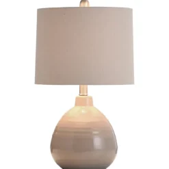 Table Lamps-Kirkland's Home Gray Ribbed Ceramic Table Lamp Ivory