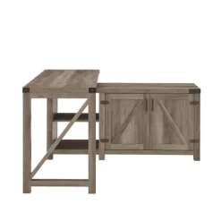 Office Furniture-Kirkland's Home Gray Rustic L-Shape Farmhouse Desk