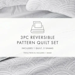 Quilts-Kirkland's Home Gray Scalloped Reversible 2-Pc. Twin Quilt Set Gray/White