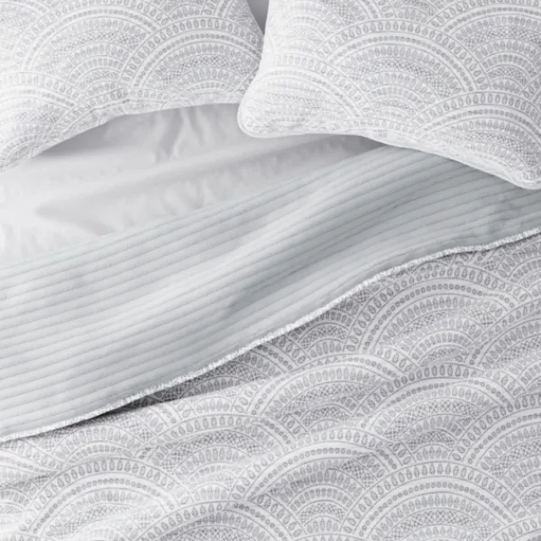 Quilts-Kirkland's Home Gray Scalloped Reversible 3-Pc. King Quilt Set Gray/White