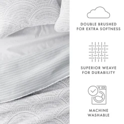 Quilts-Kirkland's Home Gray Scalloped Reversible 3-Pc. King Quilt Set Gray/White