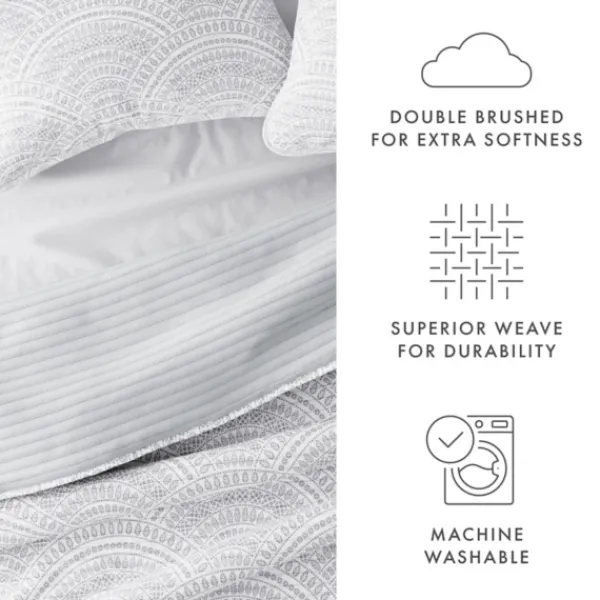 Quilts-Kirkland's Home Gray Scalloped Reversible 3-Pc. King Quilt Set Gray/White
