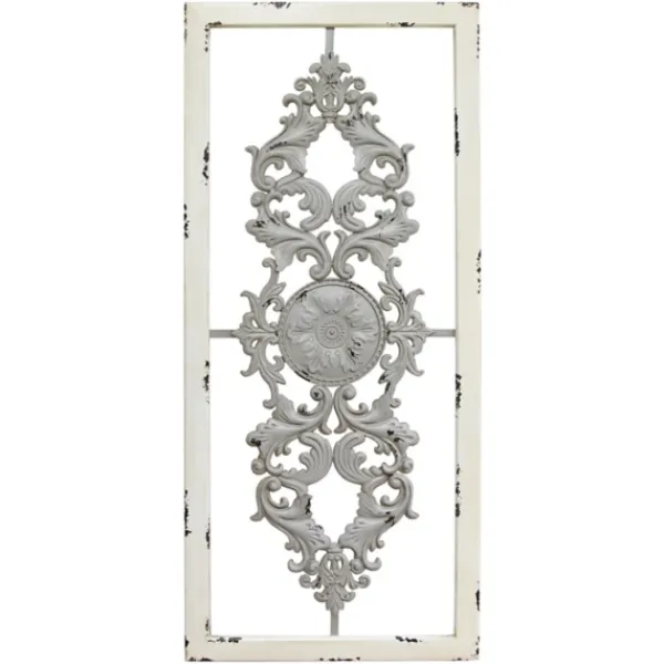 Wall Plaques-Kirkland's Home Gray Scroll Panel Plaque White/Gray