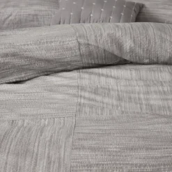 Comforters-Kirkland's Home Gray Seersucker 7-Pc. King Comforter Set Gray/White