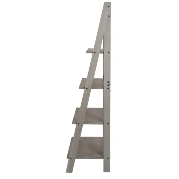 Bookshelves-Kirkland's Home Gray Solid Wood Ladder Bookshelf