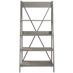 Bookshelves-Kirkland's Home Gray Solid Wood Ladder Bookshelf