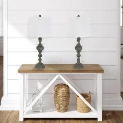 Table Lamps-Kirkland's Home Gray Spindle Body Table Lamps, Set Of 2 White
