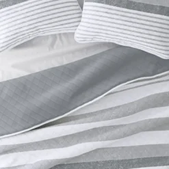 Quilts-Kirkland's Home Gray Striped Reversible 2-Pc. Twin Quilt Set Gray/White