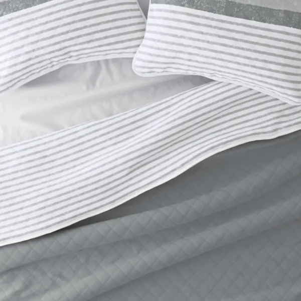 Quilts-Kirkland's Home Gray Striped Reversible 2-Pc. Twin Quilt Set Gray/White