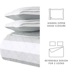 Quilts-Kirkland's Home Gray Striped Reversible 2-Pc. Twin Quilt Set Gray/White