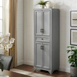 Cabinets & Sideboards-Kirkland's Home Gray Tara Pantry Cabinet
