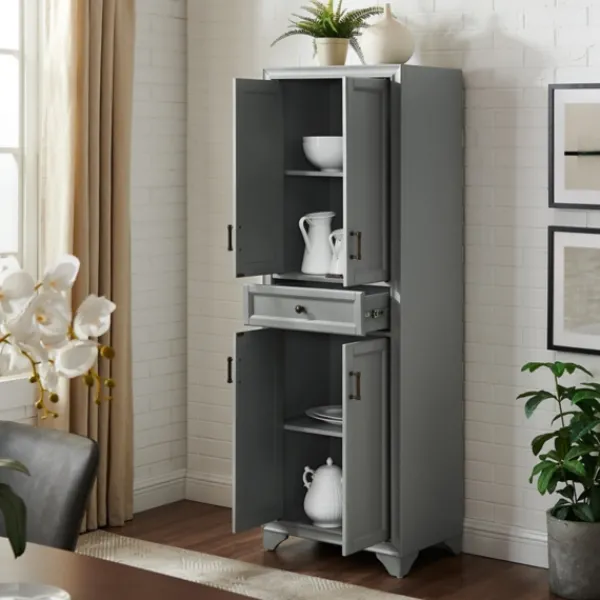 Cabinets & Sideboards-Kirkland's Home Gray Tara Pantry Cabinet
