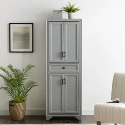 Cabinets & Sideboards-Kirkland's Home Gray Tara Pantry Cabinet