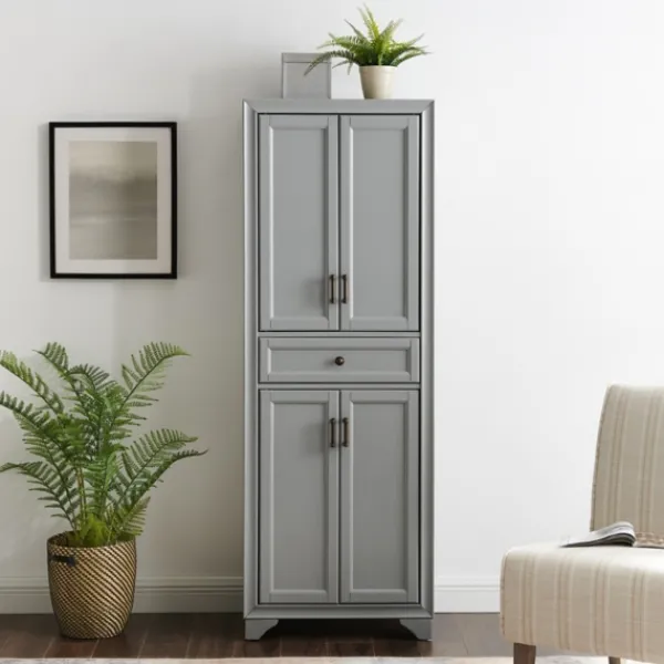 Cabinets & Sideboards-Kirkland's Home Gray Tara Pantry Cabinet