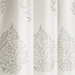 Curtains & Drapes-Kirkland's Home Gray Teardrop Leaves Curtain Panel Set, 95 In. White/Gray