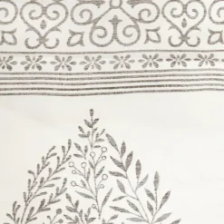 Curtains & Drapes-Kirkland's Home Gray Teardrop Leaves Curtain Panel Set, 84 In. Gray/White