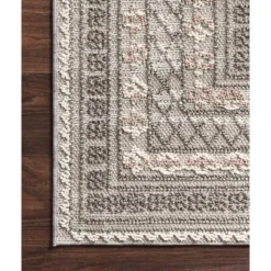 Outdoor Rugs-Kirkland's Home Gray Textured Border Outdoor Area Rug, 7X10 Gray/Tan/Ivory