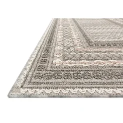 Outdoor Rugs-Kirkland's Home Gray Textured Border Outdoor Area Rug, 7X10 Gray/Tan/Ivory