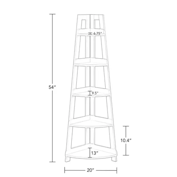 Bookshelves-Kirkland's Home Gray 5-Tier Corner Ladder Bookshelf