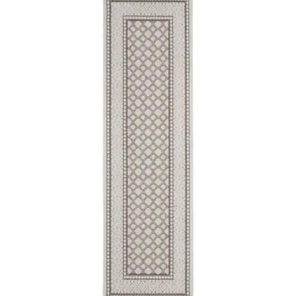 Outdoor Rugs-Kirkland's Home Gray Tile Motif Outdoor Runner, 2X7 Gray/White
