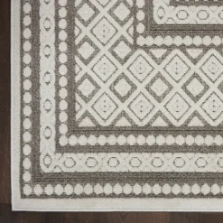 Outdoor Rugs-Kirkland's Home Gray Tile Motif Outdoor Runner, 2X7 Gray/White