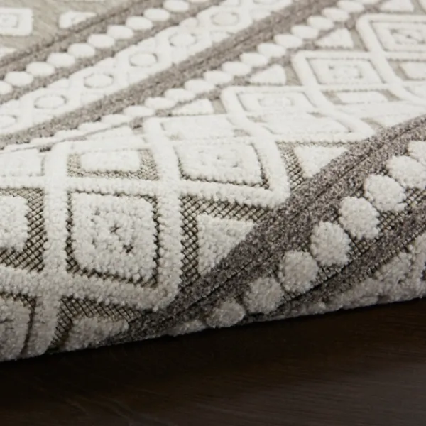Outdoor Rugs-Kirkland's Home Gray Tile Motif Outdoor Runner, 2X7 Gray/White