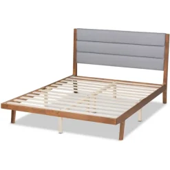 Beds & Headboards-Kirkland's Home Gray Tufted Headboard Queen Platform Bed Gray/Brown